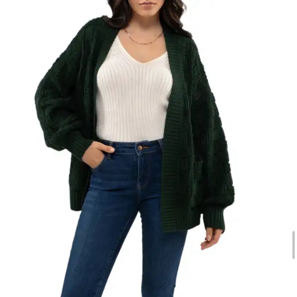 NWT Blu Pepper forest green cardigan